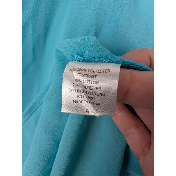 Rebellious One Womens Turquoise Button-Up Lace Open Back Blouse Size S - Picture 3 of 8